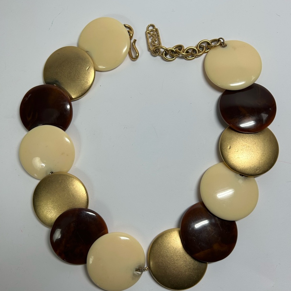 YSL statement Elegant Gold and Cream Necklace
